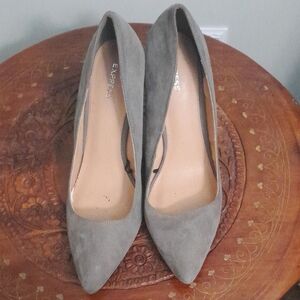 Express Gray Suede Pointed Toe Heels